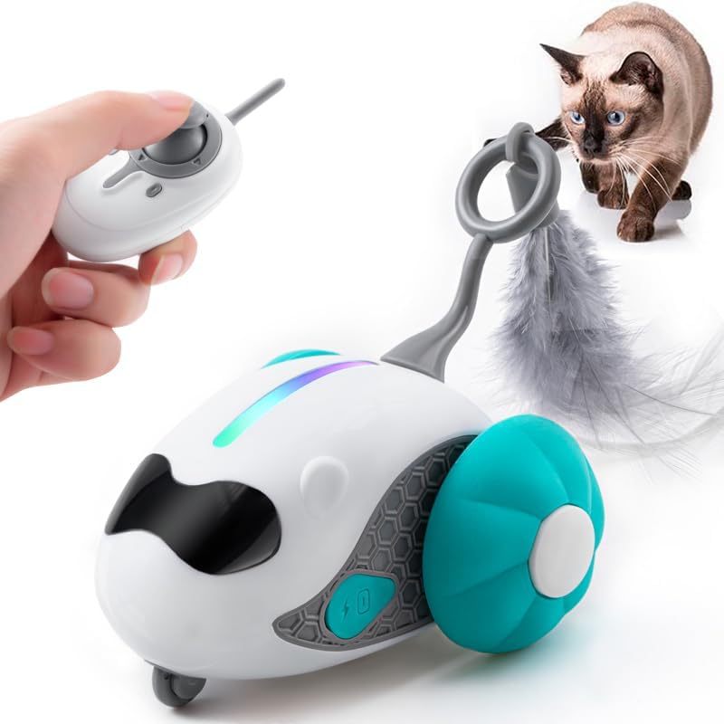 Interactive Smart Cat Toy with Rechargeable Joystick Remote Control