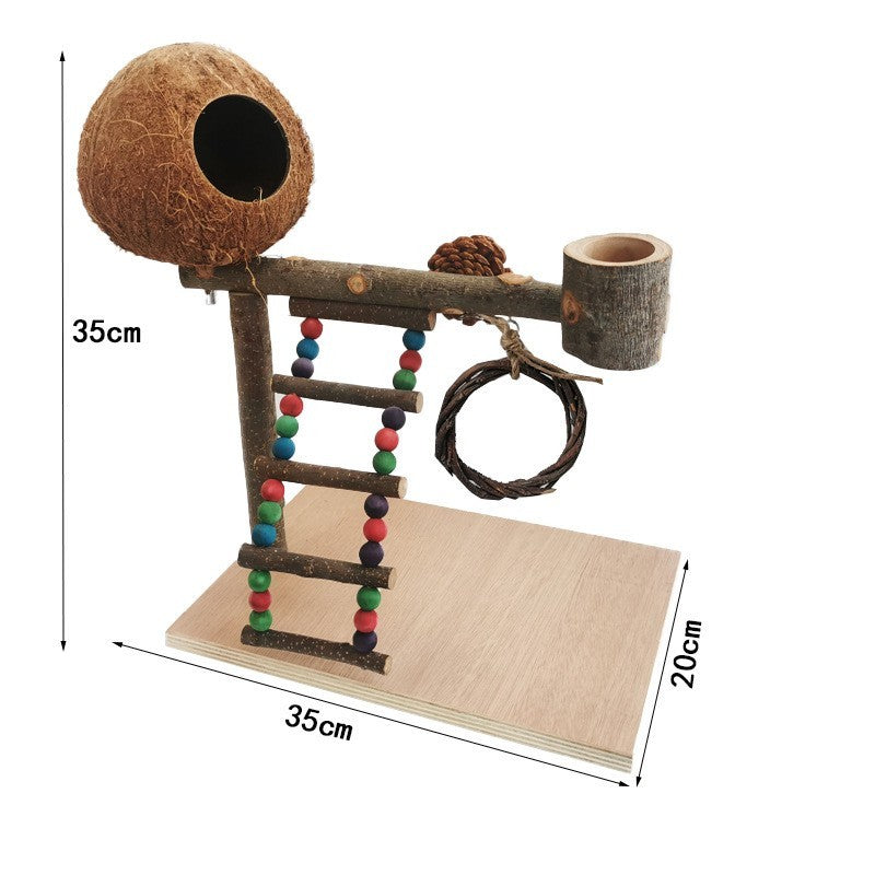 Solid Wood Parrot Training Station & Toy Shelf