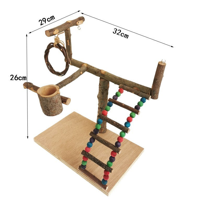 Solid Wood Parrot Training Station & Toy Shelf