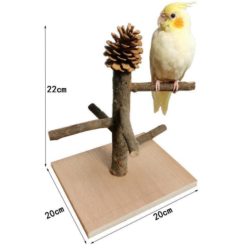 Solid Wood Parrot Training Station & Toy Shelf