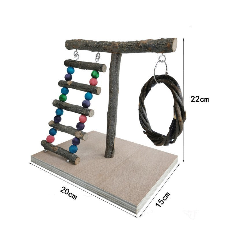 Solid Wood Parrot Training Station & Toy Shelf