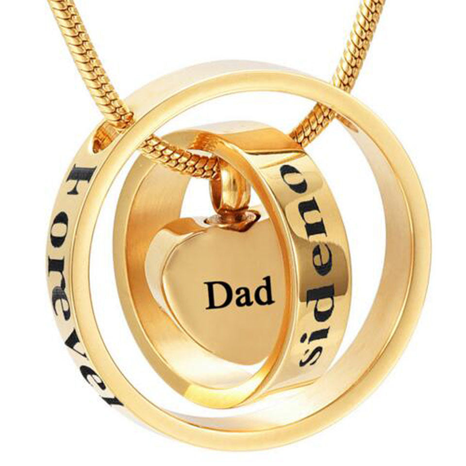 Memorial Pet Ashes Double Ring Pendant Necklace