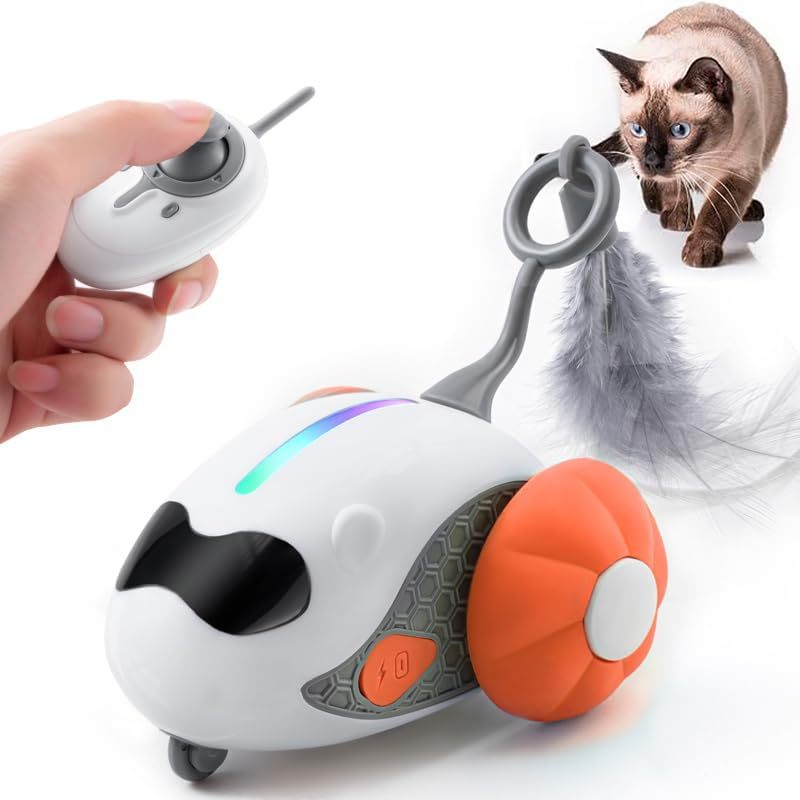 Interactive Smart Cat Toy with Rechargeable Joystick Remote Control