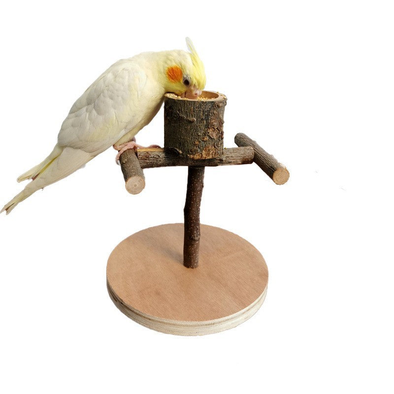 Solid Wood Parrot Training Station & Toy Shelf