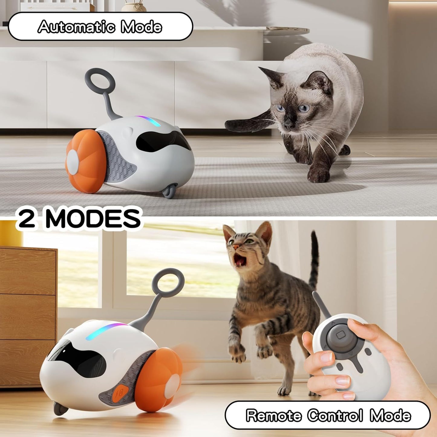 Interactive Smart Cat Toy with Rechargeable Joystick Remote Control