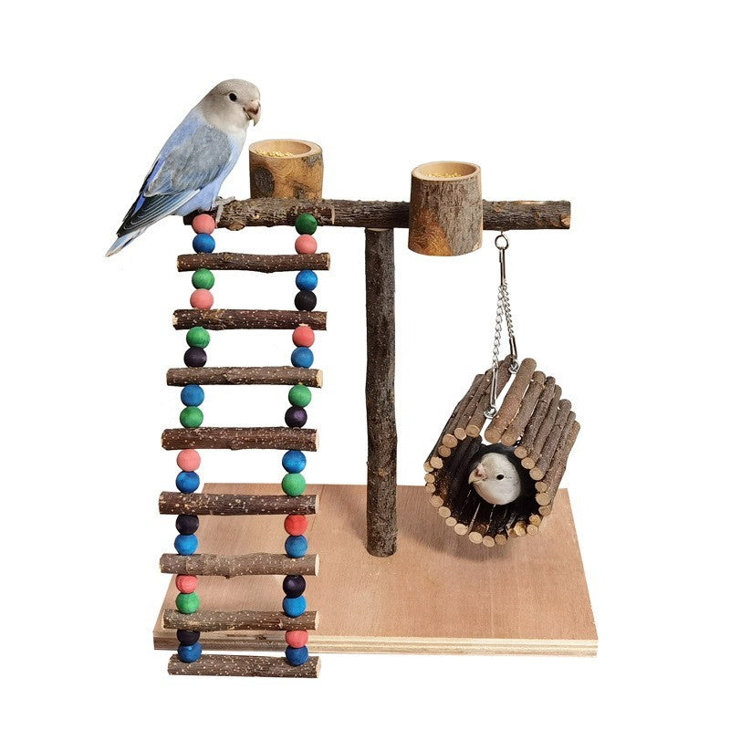 Solid Wood Parrot Training Station & Toy Shelf