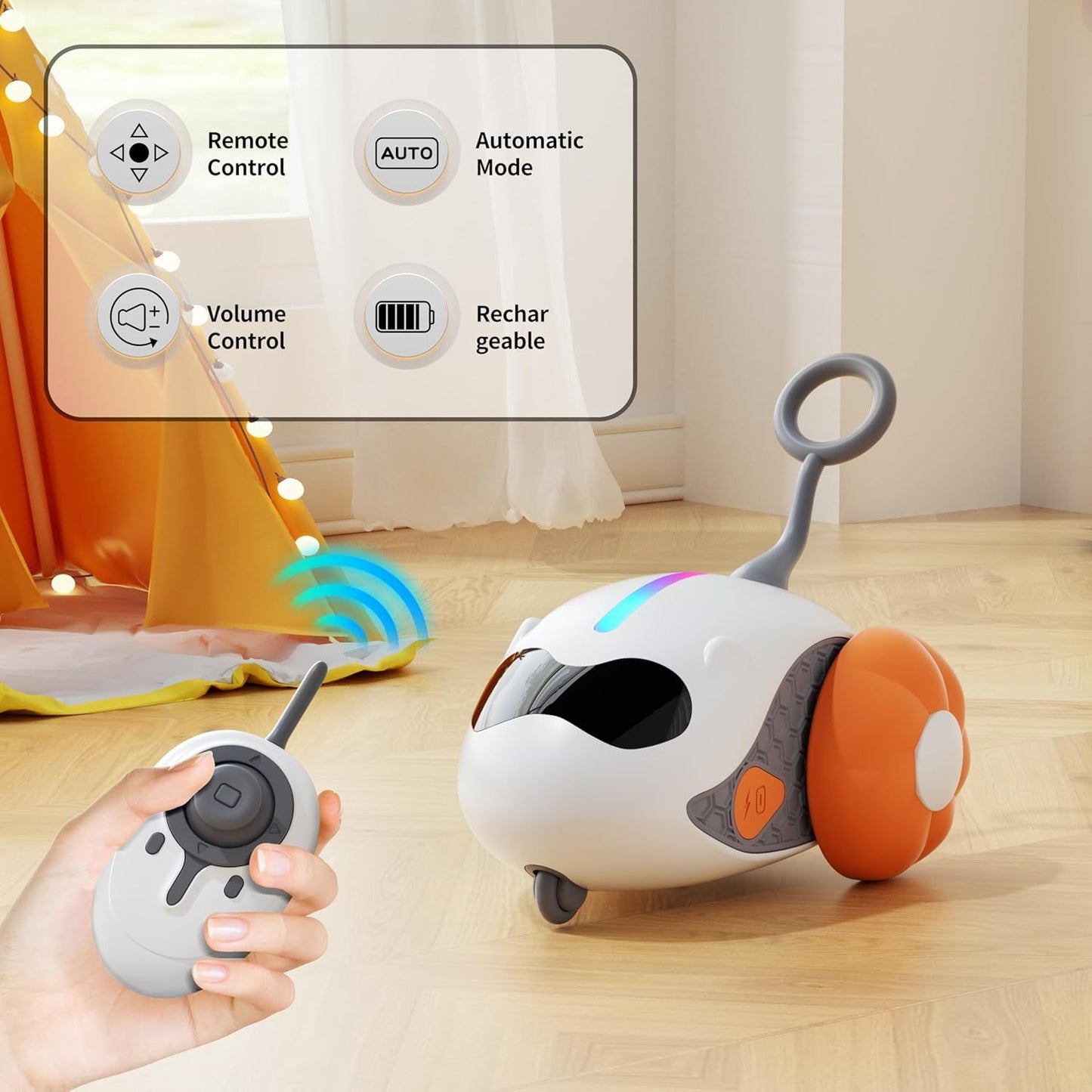 Interactive Smart Cat Toy with Rechargeable Joystick Remote Control